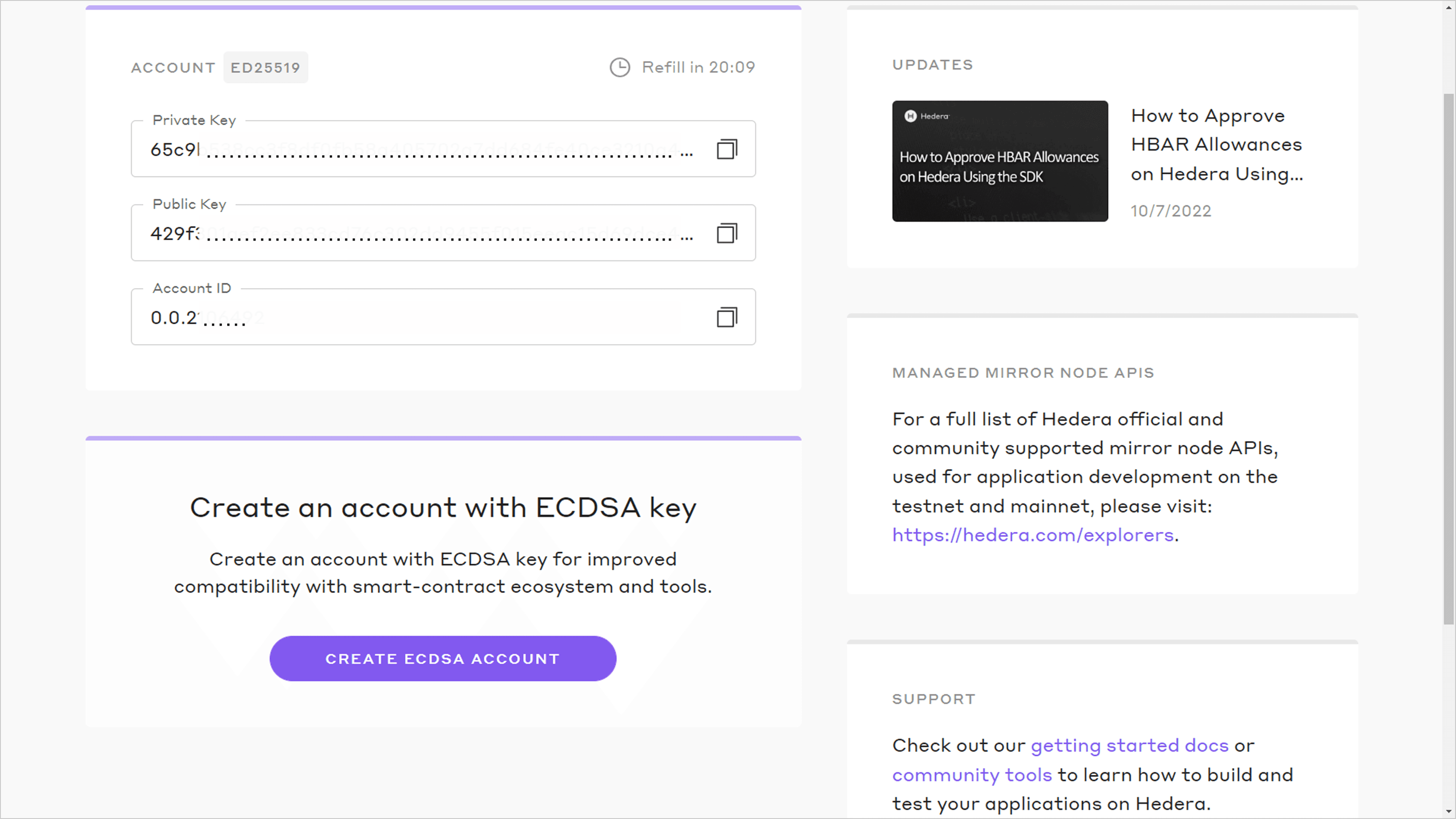 Create Testnet Accounts with ED25519 and ECDSA Keys from the… | Hedera